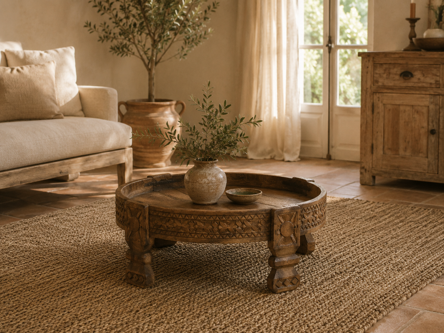 Lot de 2 table en bois sculpté provençale - Casa solis