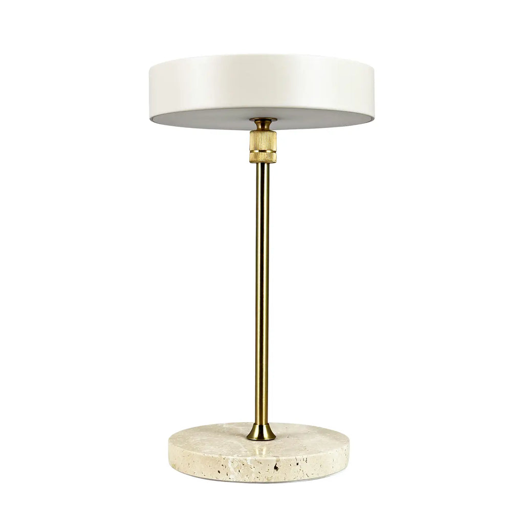 Lampe de table rechargeable - Laiton et travertin