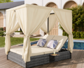 Lit de jardin double avec toile et tablettes - Casa
