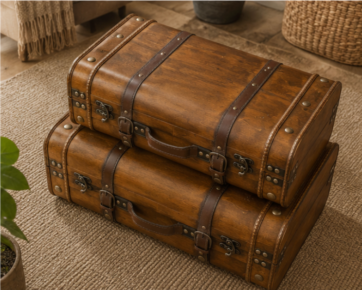 Set de 2 malles en bois