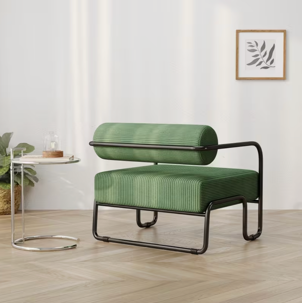 Fauteuil vintage en velours côtelé