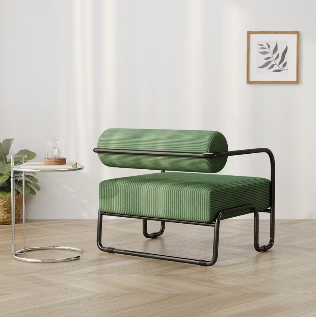 Fauteuil vintage en velours côtelé