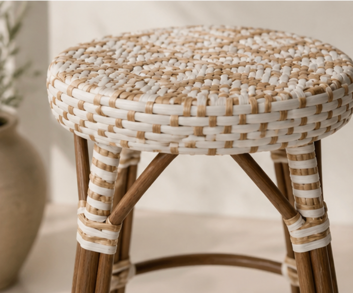 Lot de 3 tabourets en rotin tressé - Prima