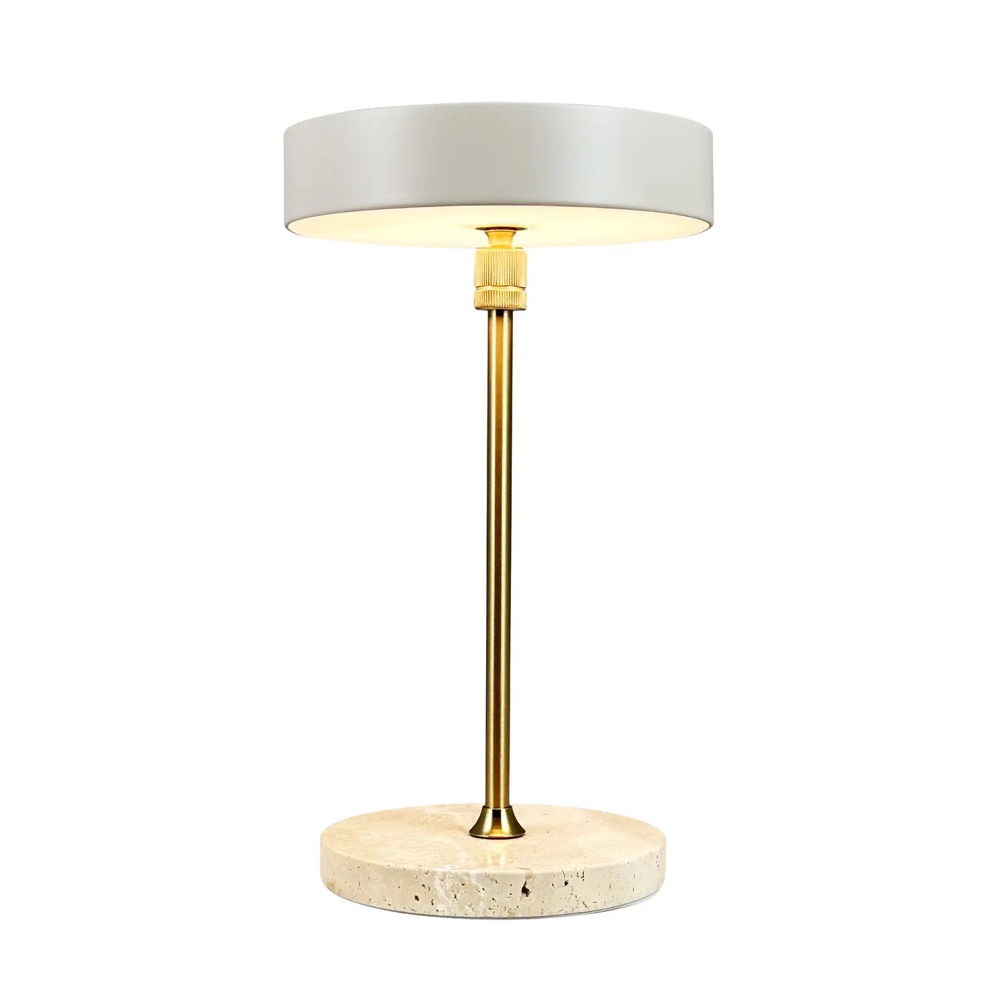 Lampe de table rechargeable - Laiton et travertin